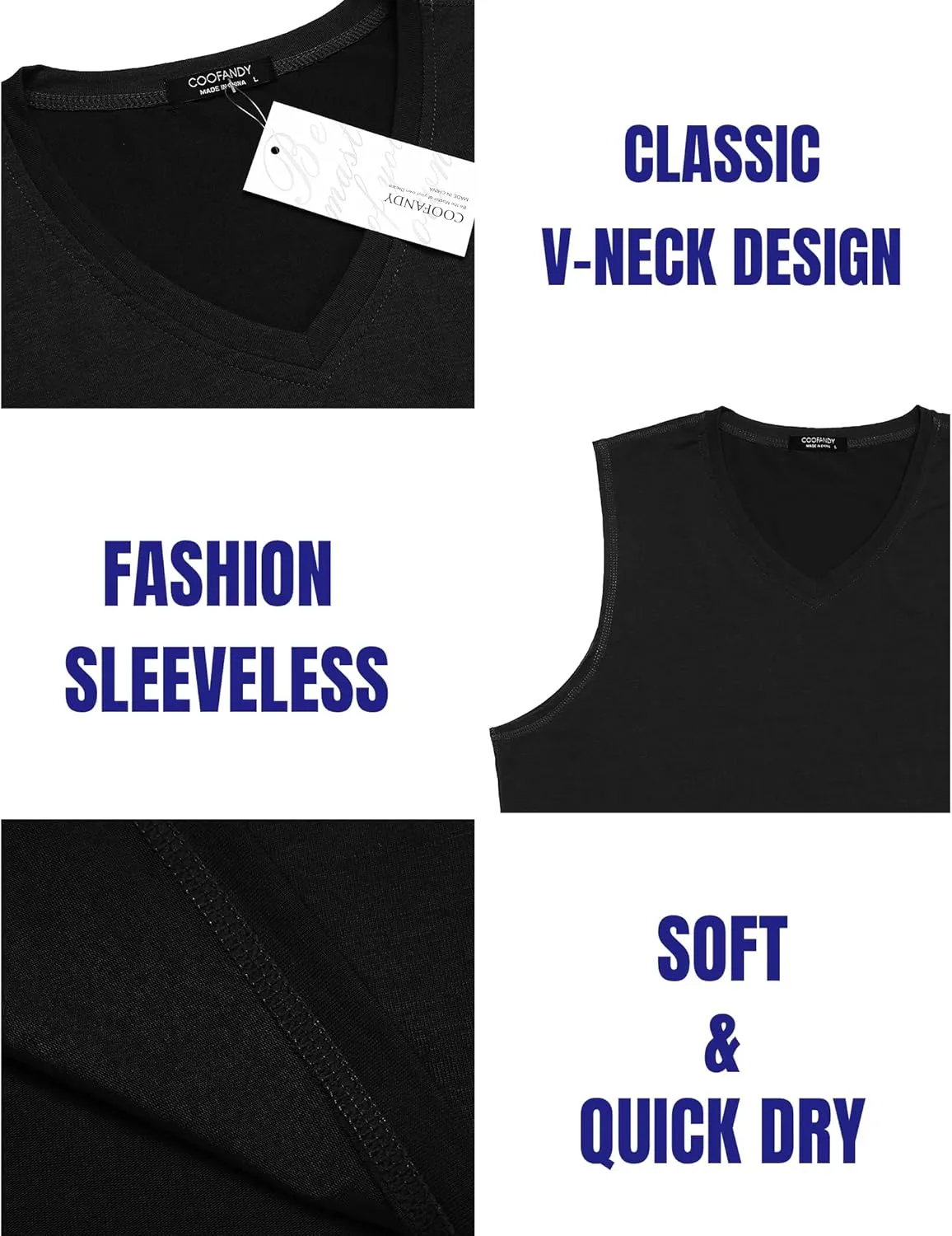 COOFANDY Men's 3 Pack Workout Tank Tops Gym Sleeveless Shirts V Neck Bodybuilding Muscle Tee Shirt