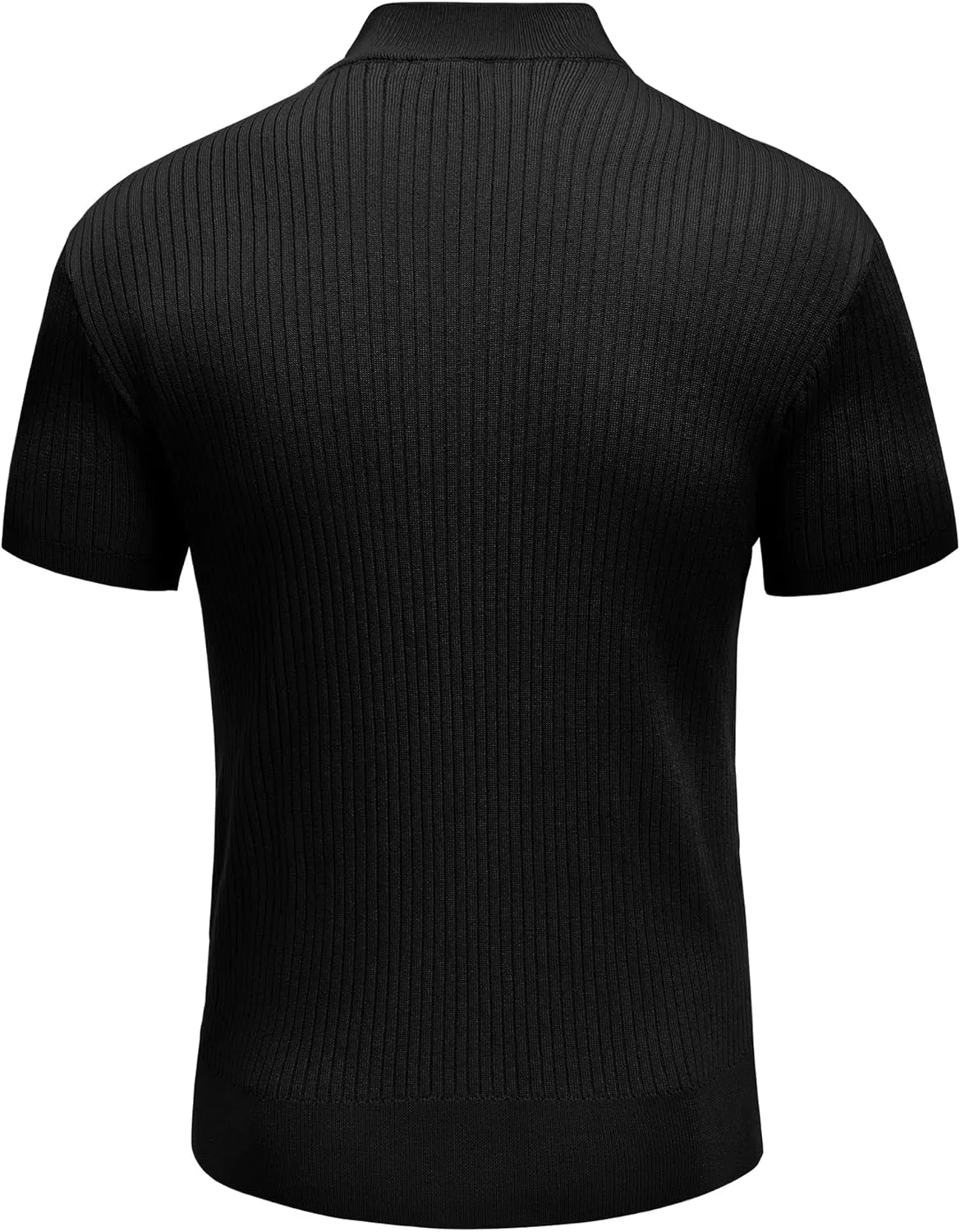 COOFANDY Men's Mock Turtleneck Sweater Short Sleeve Casual Basic Tops Ribbed Knit Pullover Solid Tee