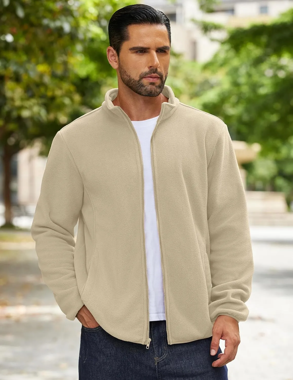 COOFANDY Men's Soft Polar Fleece Jacket Lightweight Full Zip Jackets Casual Outdoor Warm Jackets Coats with Pockets