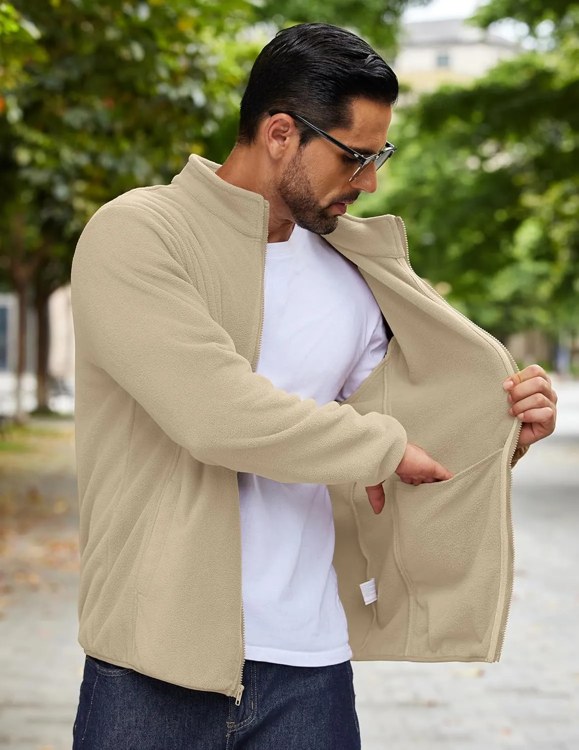 COOFANDY Men's Soft Polar Fleece Jacket Lightweight Full Zip Jackets Casual Outdoor Warm Jackets Coats with Pockets