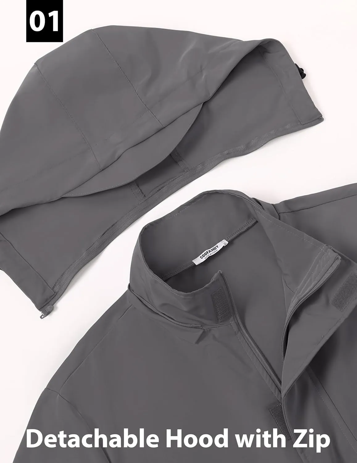 COOFANDY Rain Jacket Men Waterproof Lightweight Packable Raincoat Hooded Windbreaker For Hiking Golf Running