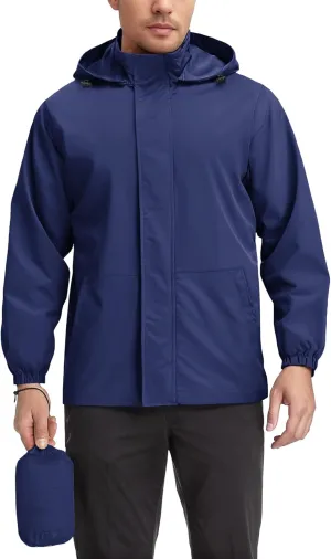 COOFANDY Rain Jacket Men Waterproof Lightweight Packable Raincoat Hooded Windbreaker For Hiking Golf Running