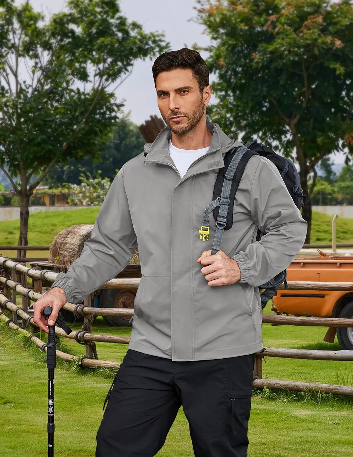 COOFANDY Rain Jacket Men Waterproof Lightweight Packable Raincoat Hooded Windbreaker For Hiking Golf Running