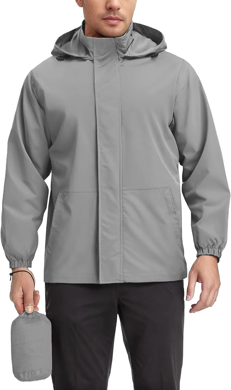 COOFANDY Rain Jacket Men Waterproof Lightweight Packable Raincoat Hooded Windbreaker For Hiking Golf Running