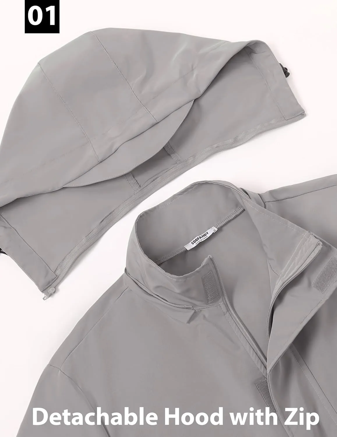 COOFANDY Rain Jacket Men Waterproof Lightweight Packable Raincoat Hooded Windbreaker For Hiking Golf Running