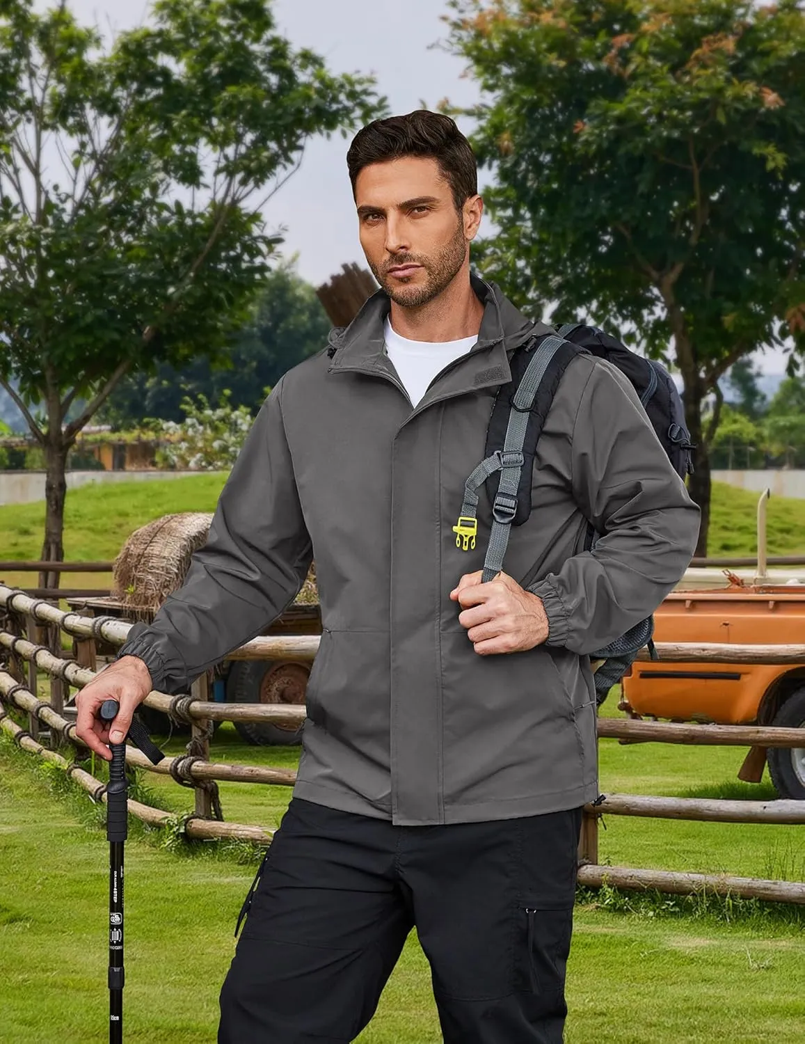 COOFANDY Rain Jacket Men Waterproof Lightweight Packable Raincoat Hooded Windbreaker For Hiking Golf Running