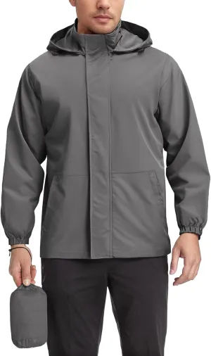 COOFANDY Rain Jacket Men Waterproof Lightweight Packable Raincoat Hooded Windbreaker For Hiking Golf Running
