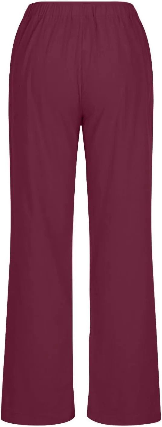 Cotton Linen Pants for Women Lightweight High Waisted Pants Tie Knot Wide Leg Pants Summer Lounge Pants with Pockets