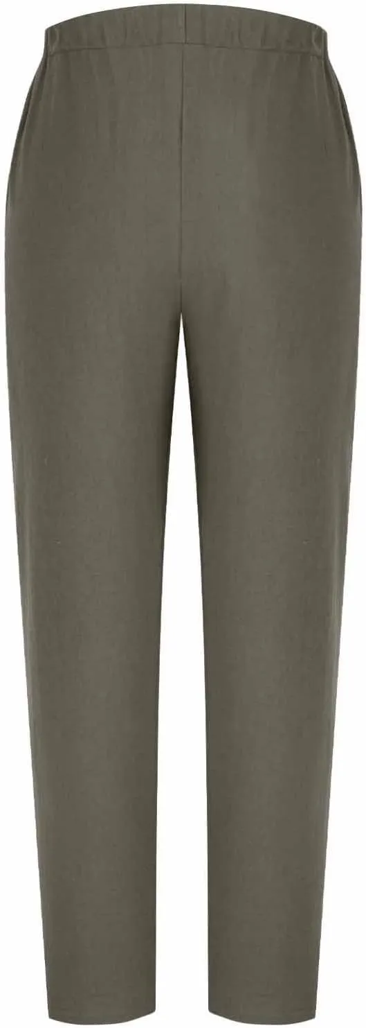 Cotton Linen Pants for Women Wide Straight Leg Side Button Pant Teen Girls 2025 Baggy Elastic Waist Comfy Crop Trouser