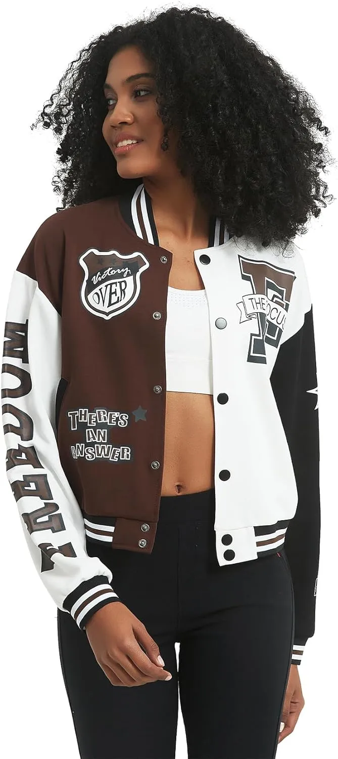 COZYPOIN Women's Varsity Jacket Cropped Letterman Jacket Lightweight Button Down Bomber Racer Baseball Y2K Coats