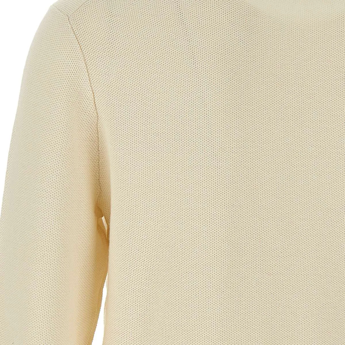 Cream Honeycomb Texture Crew Neck Sweater