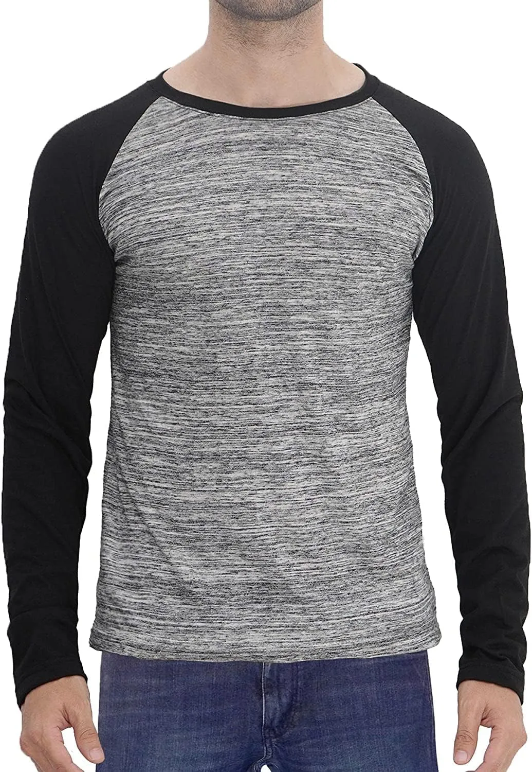 Decrum Mens Raglan Shirt Pack of 3 - Casual Multipack Long Sleeve Shirts for Men Baseball Tee