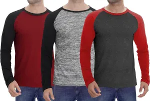 Decrum Mens Raglan Shirt Pack of 3 - Casual Multipack Long Sleeve Shirts for Men Baseball Tee