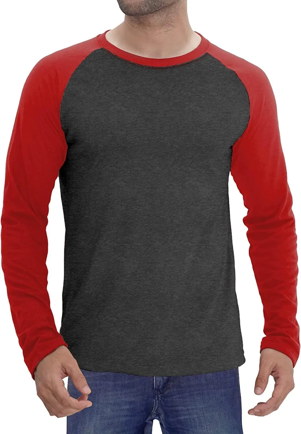 Decrum Mens Raglan Shirt Pack of 3 - Casual Multipack Long Sleeve Shirts for Men Baseball Tee
