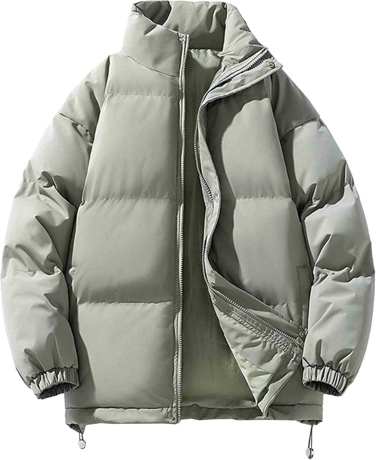 DGHM-JLMY Winter Puffer Jackets For Men Thicken Warm Stand Collar Down Puffy Jacket Solid Couple Casual All-Match Overcoat