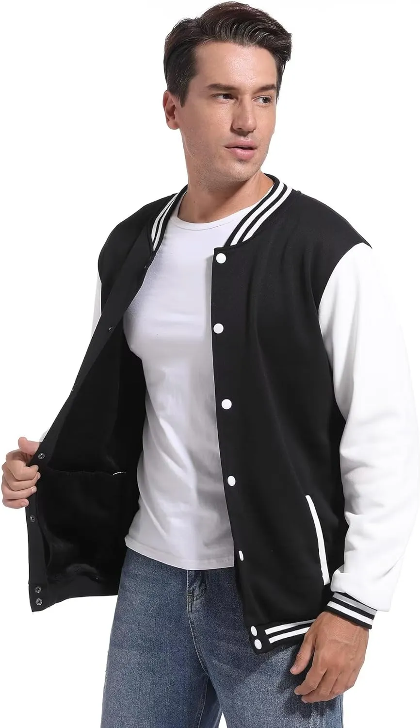 DHSPKN Men's Varsity Baseball Jacket Causal Slim Fit Varsity Letterman Jacket Boys Bomber Jackets