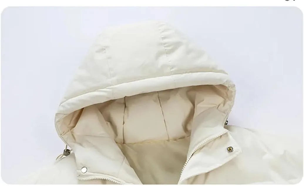 Disimlarl Men Cotton-Padded Coats Outdoor Puffer Jackets Solid Color Hooded Coat Casual Thick Warm Coat