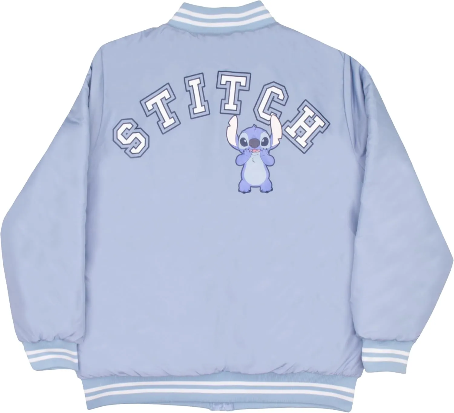 Disney Lilo & Stitch Girls Varsity Bomber Jacket Zip-Up Lilo and Stitch Graphic Print Jacket for Kids