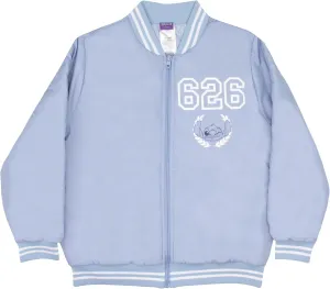 Disney Lilo & Stitch Girls Varsity Bomber Jacket Zip-Up Lilo and Stitch Graphic Print Jacket for Kids