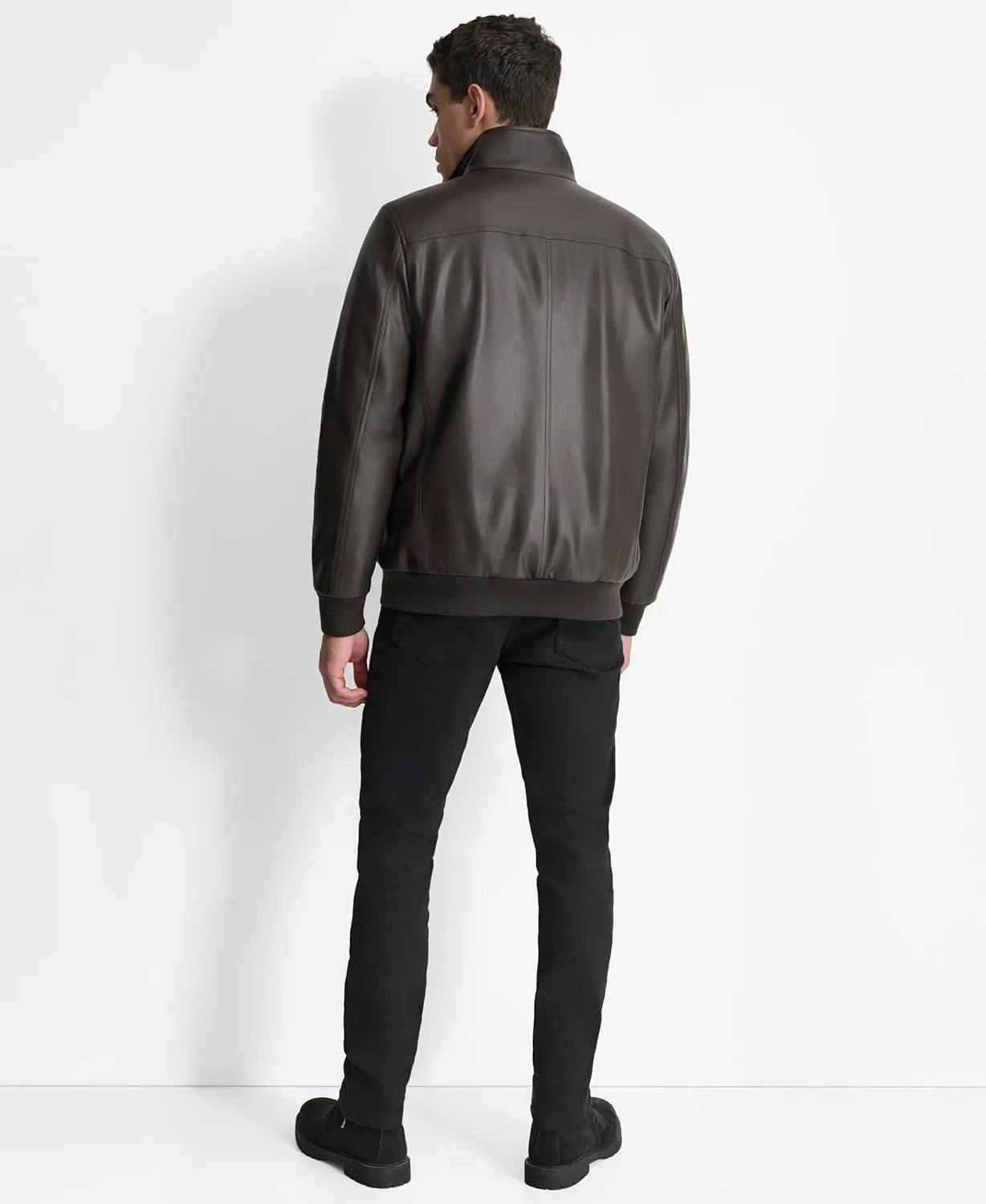 DKNY Men's Faux Leather Soft Durable Jacket