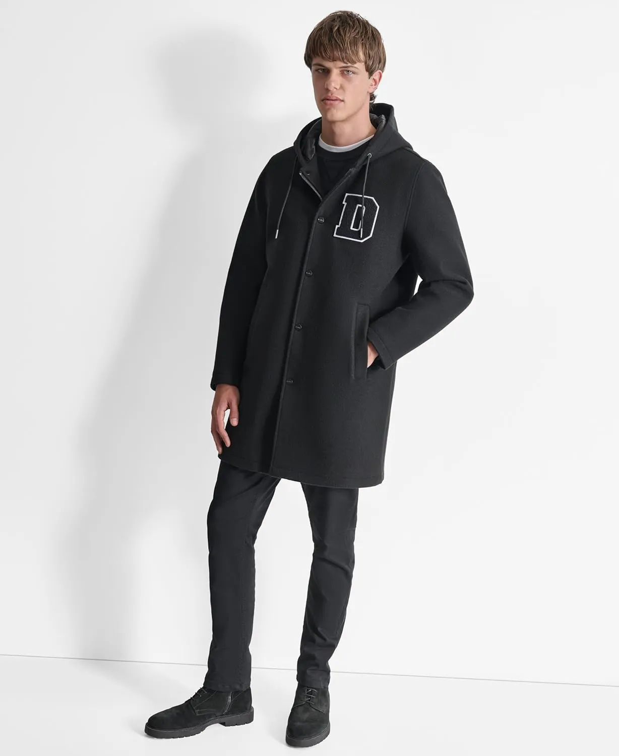 DKNY Men's Water Resistant Hooded Fashion Cold Weather Jacket