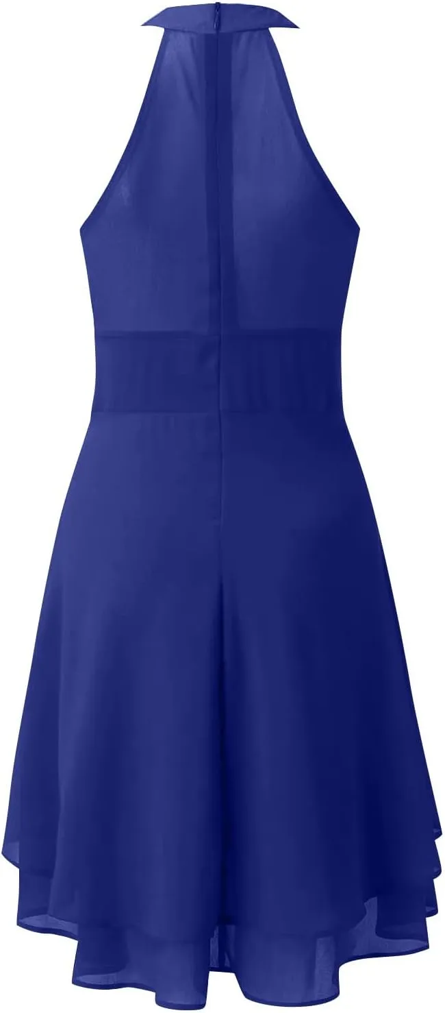 Dress Elegant for Women for Wedding 2025 Women's Halter Neck Sexy Split Cocktail Party Mini Short Formal Dresses