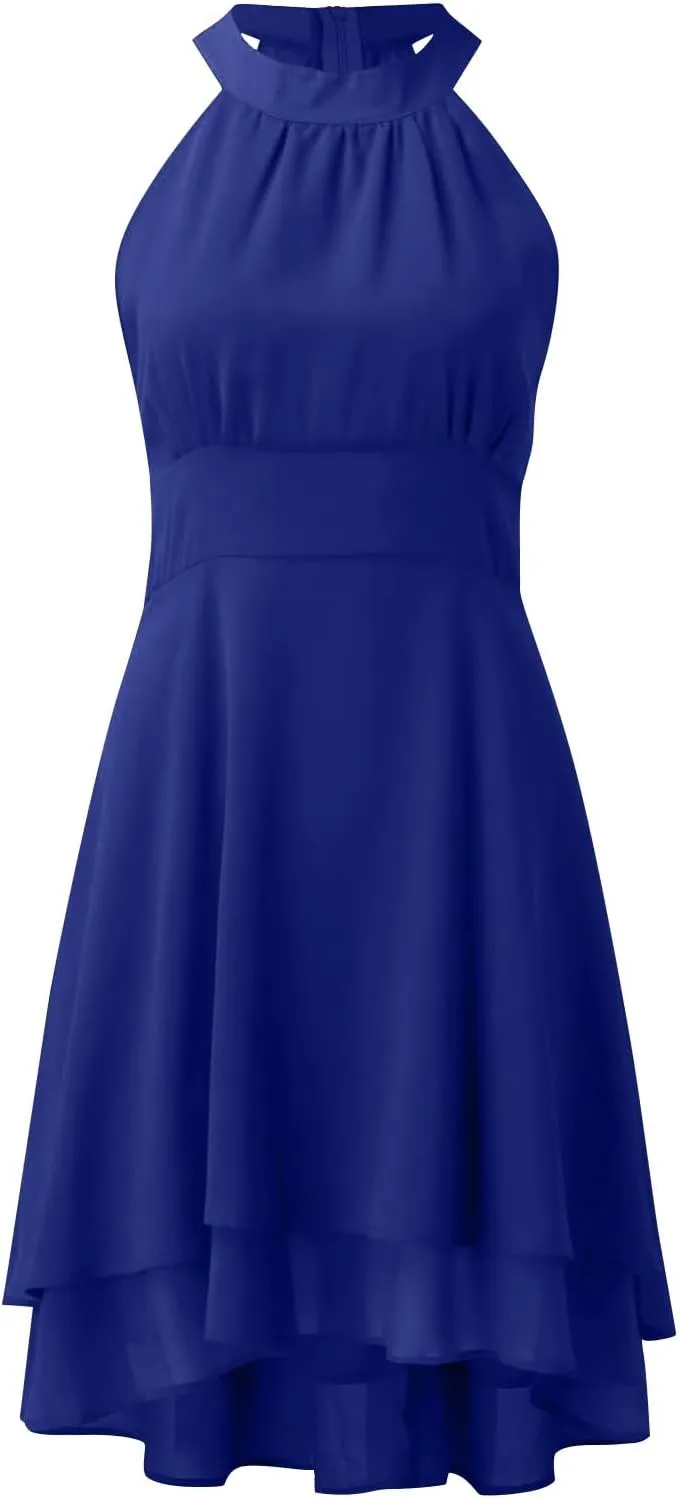 Dress Elegant for Women for Wedding 2025 Women's Halter Neck Sexy Split Cocktail Party Mini Short Formal Dresses
