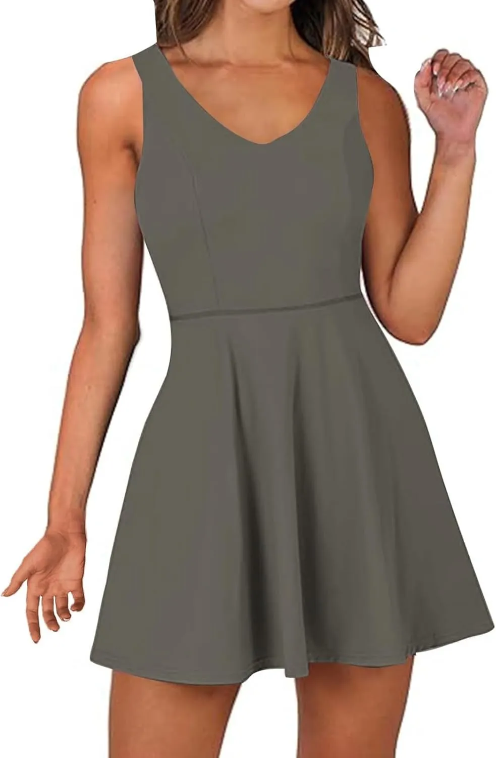 Dresses for Women 2025 Summer Tank Mini Dresses Sleeveless V Neck Slim Dress Flared A-line Swing Cocktail Dress