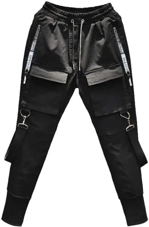 DuDubaby High Waisted Yoga Pants Men's Pockets Pencil Pants Hip Hop Patchwork Sweatpants Mens Pants Slim Fit