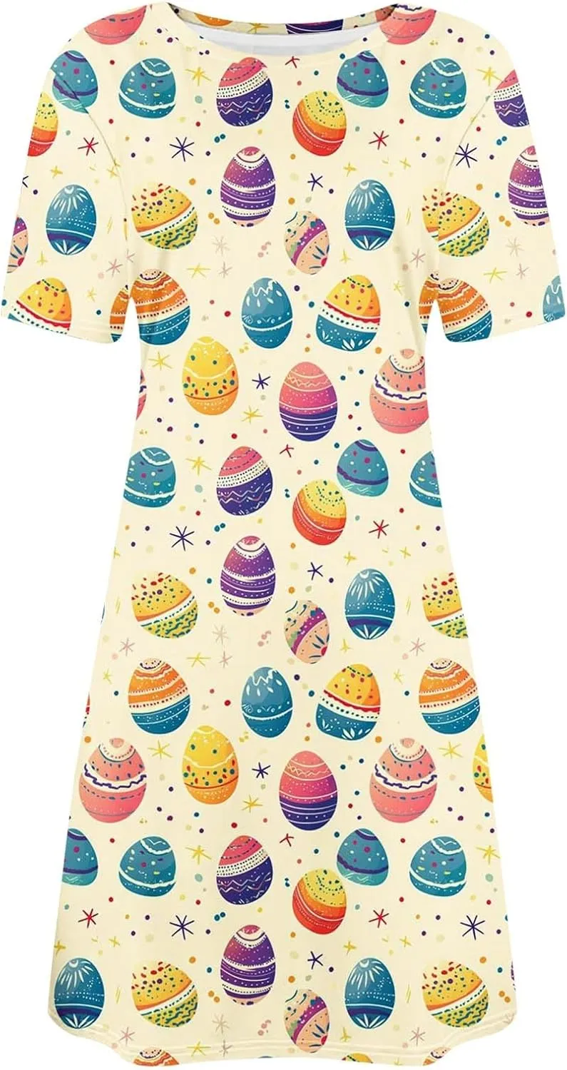 Easter Dress for Women 2025 Sleeveless Funny Printed Mini Dress Easter Cute Rabbit Graphic Casual Dresses Clothes