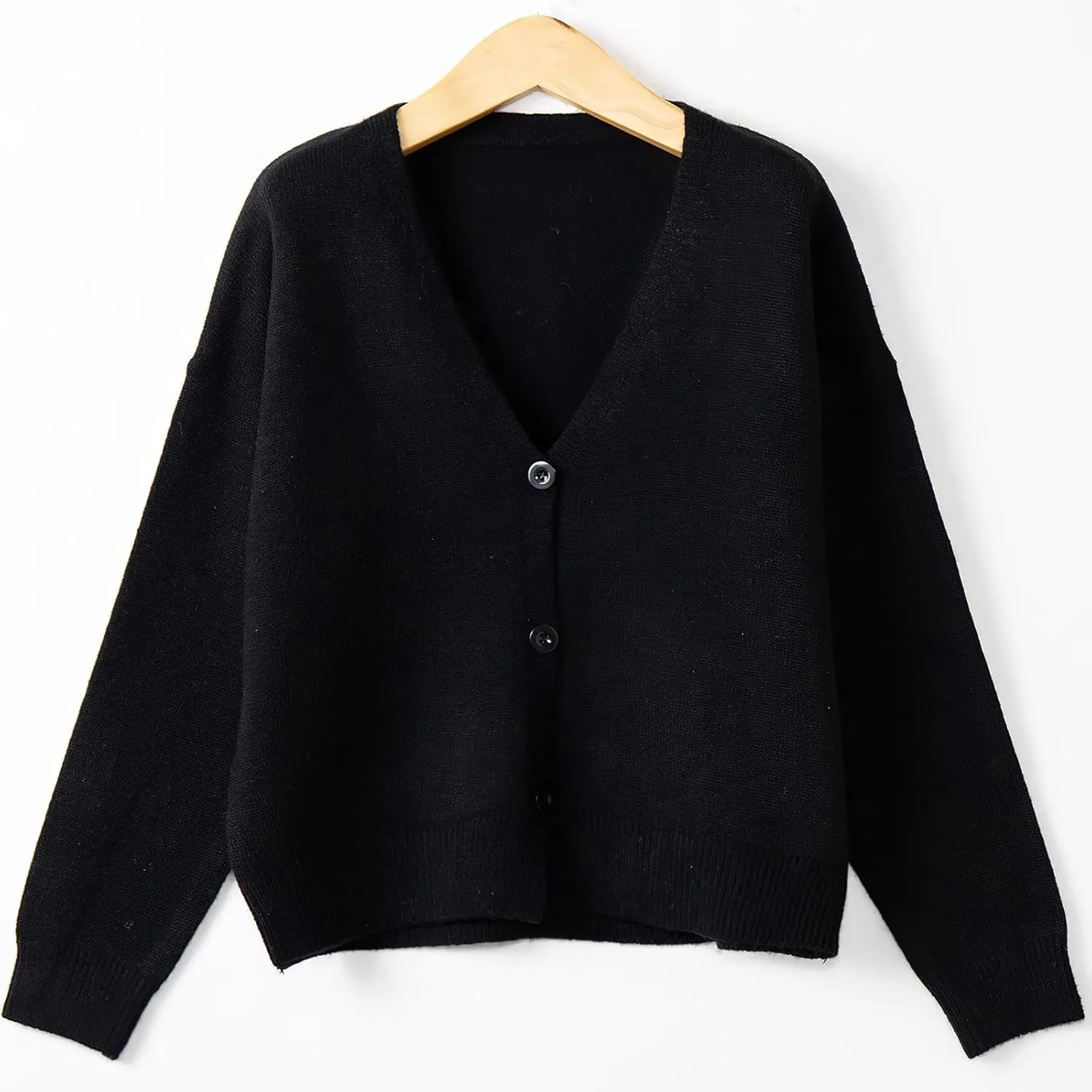 ebossy Women's Vintage Preppy Cable Knit Cardigan Sweather Casual Plain Artistic Aesthetic Oversized Crop Jacket Top