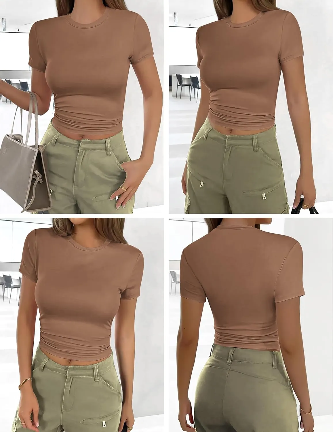 Ekouaer Womens Basic Tee Shirts 3 Pack Short Sleeve Crew Neck Thermal Underwear Tops Base Layer