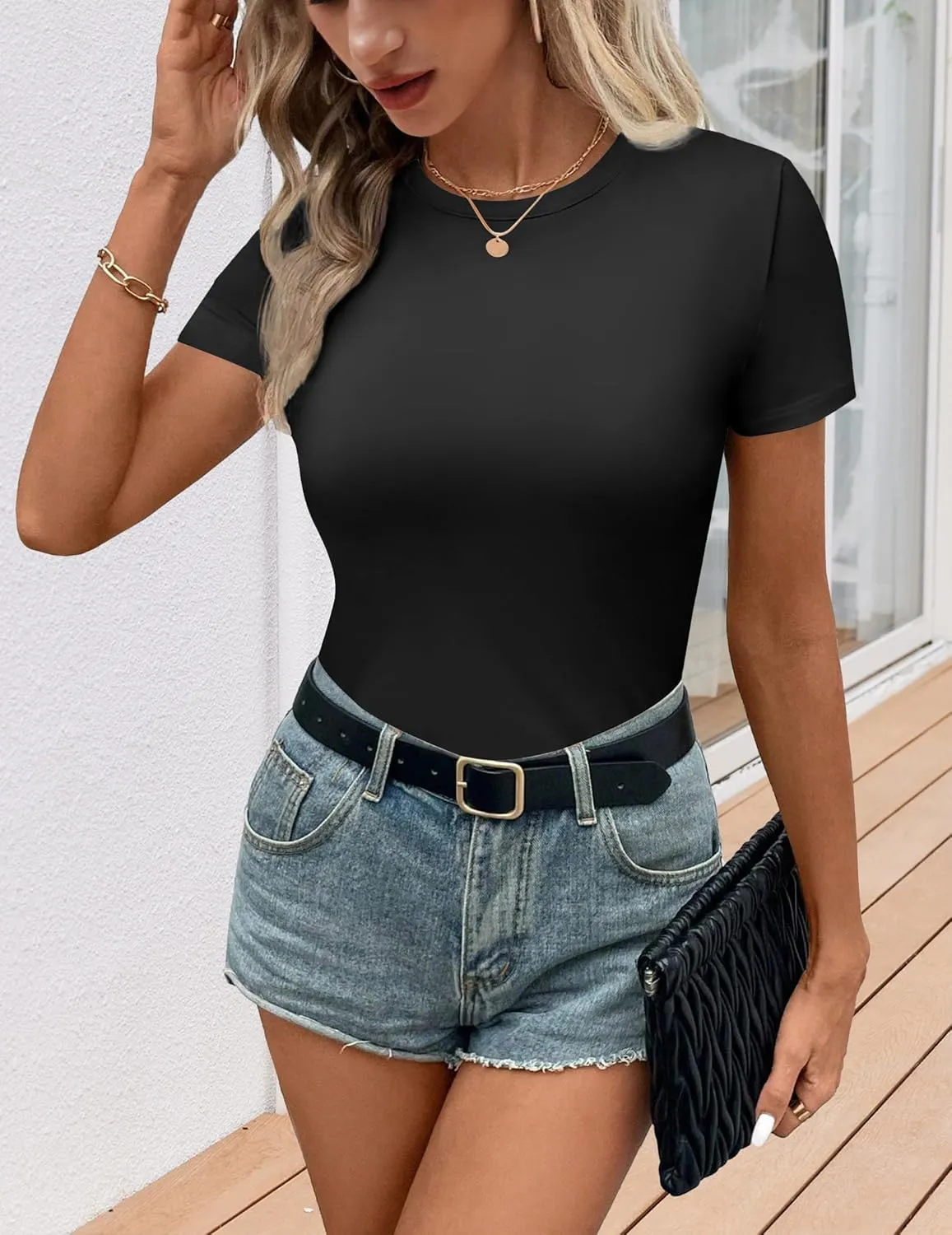 Ekouaer Womens Basic Tee Shirts 3 Pack Short Sleeve Crew Neck Thermal Underwear Tops Base Layer
