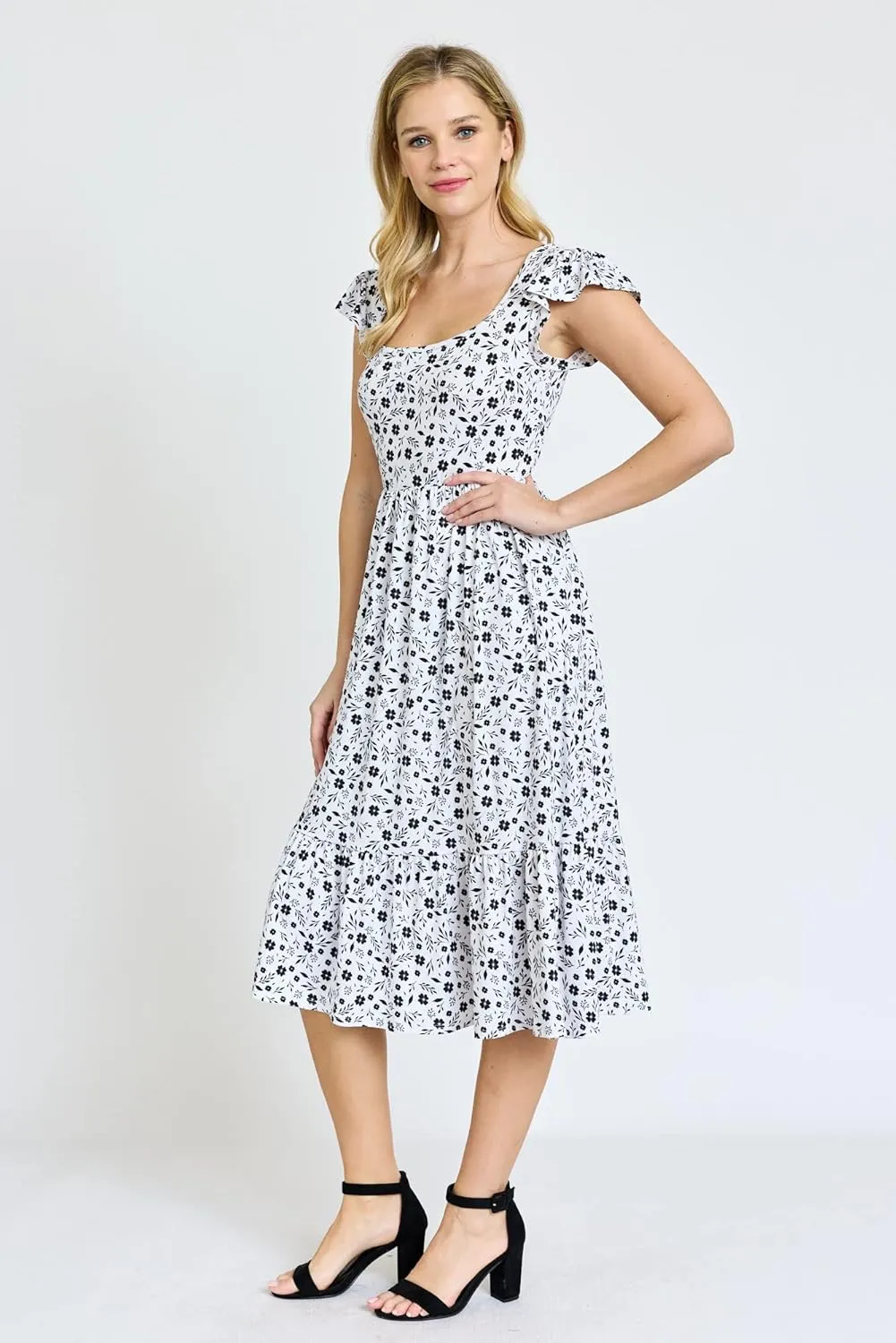 Eloges Women's Butterfly Sleeve Floral Midi Dress | S-3X