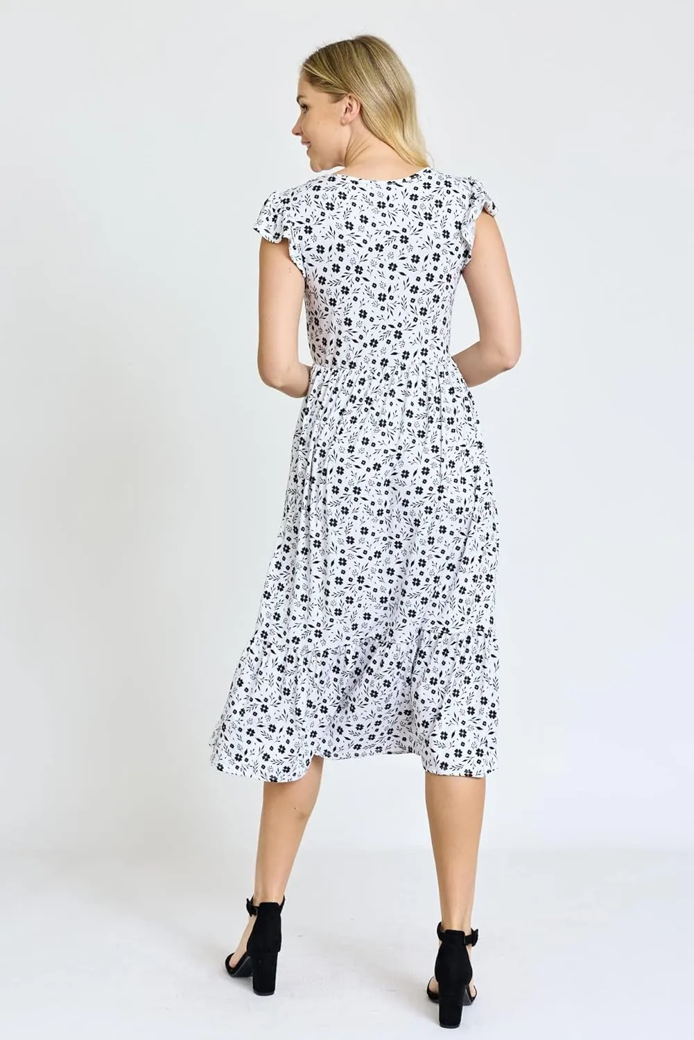 Eloges Women's Butterfly Sleeve Floral Midi Dress | S-3X