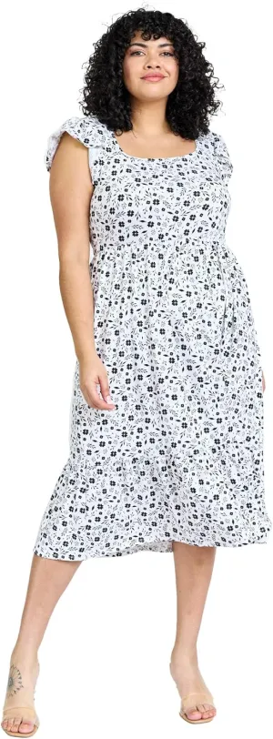 Eloges Women's Butterfly Sleeve Floral Midi Dress | S-3X