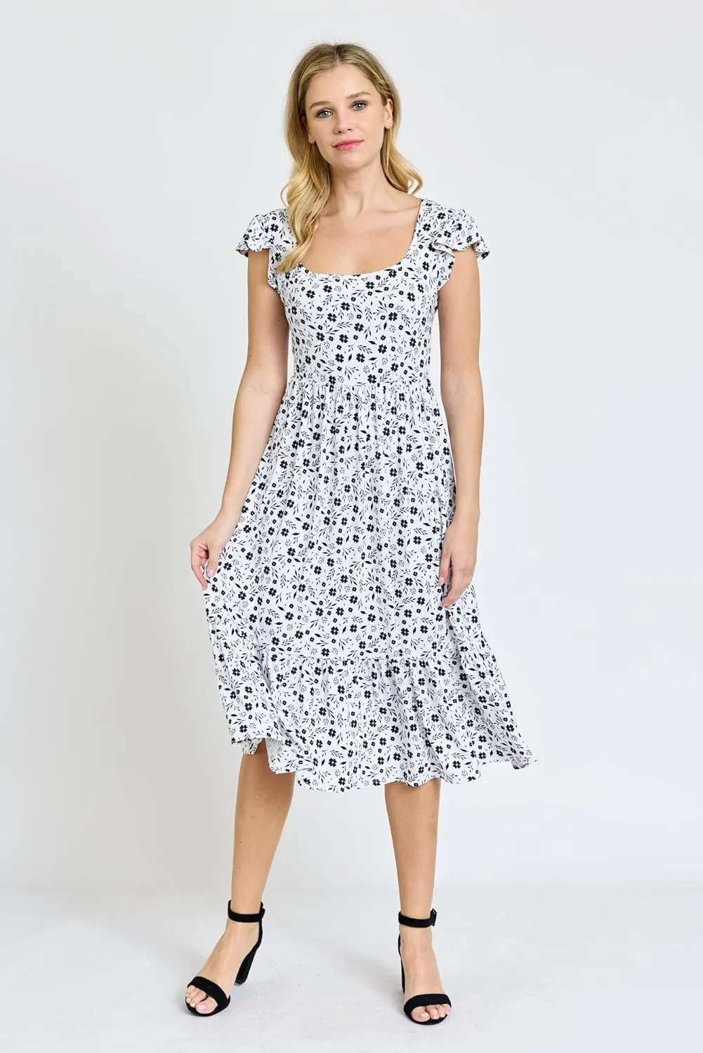Eloges Women's Butterfly Sleeve Floral Midi Dress | S-3X