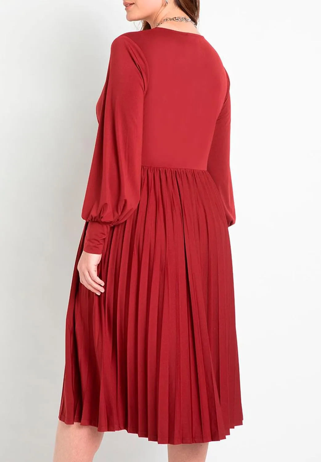 ELOQUII Women's Plus Size Knot Front Pleated Skirt Dress