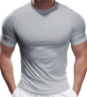 Fioboc Compression Shirts Active Crew Neck Tee Moisture Wicking Quick Dry Gym Running Shirts S-4XL