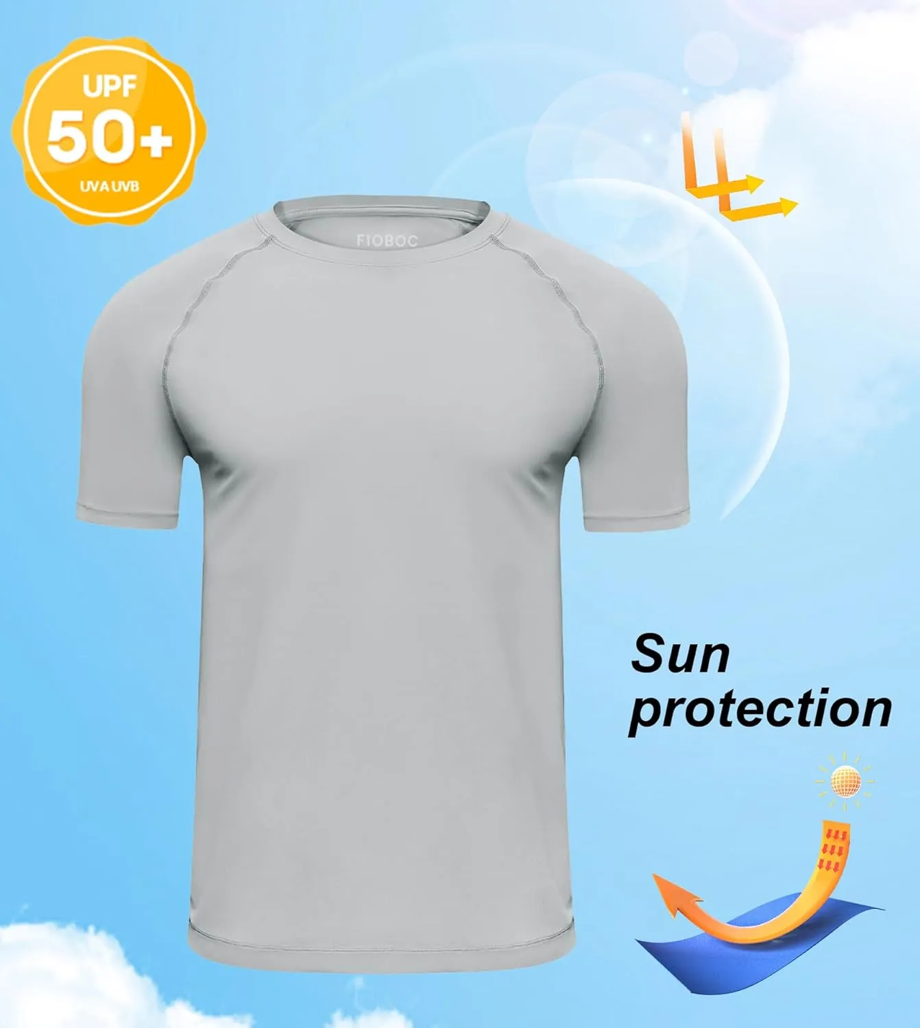 Fioboc Compression Shirts Active Crew Neck Tee Moisture Wicking Quick Dry Gym Running Shirts S-4XL
