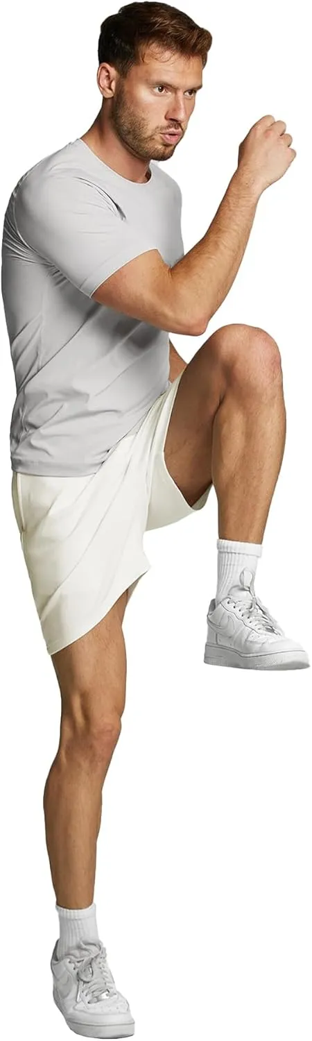 Fioboc Compression Shirts Active Crew Neck Tee Moisture Wicking Quick Dry Gym Running Shirts S-4XL