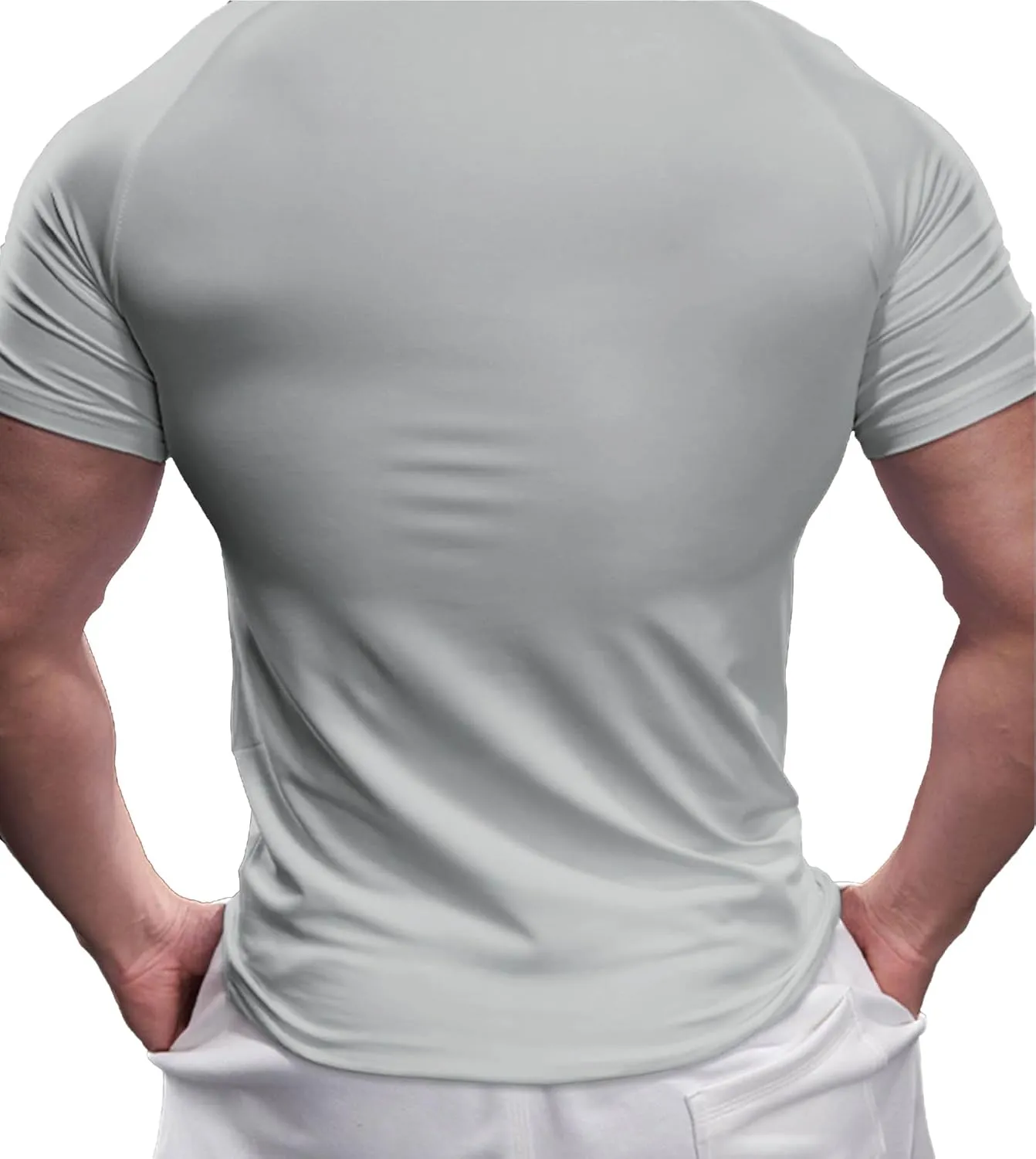 Fioboc Compression Shirts Active Crew Neck Tee Moisture Wicking Quick Dry Gym Running Shirts S-4XL