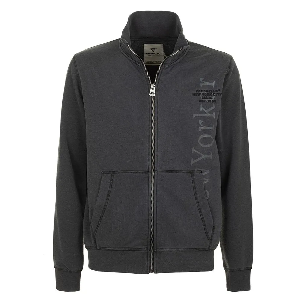 Fred Mello Chic Blue Cotton Blend Zipper Sweatshirt