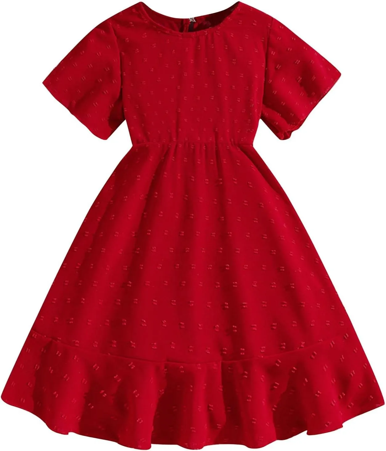 Girls' Dresses 2025 Summer Semi Formal Short Sleeve A Line Dress Cute Pleated Lapel Cotton Midi Dresses 8-13 Years