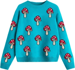 Girls Fall Sweaters Pattern Casual Crewneck Long Sleeve Knit Pullover Tops for Kids Size 5-14 Years