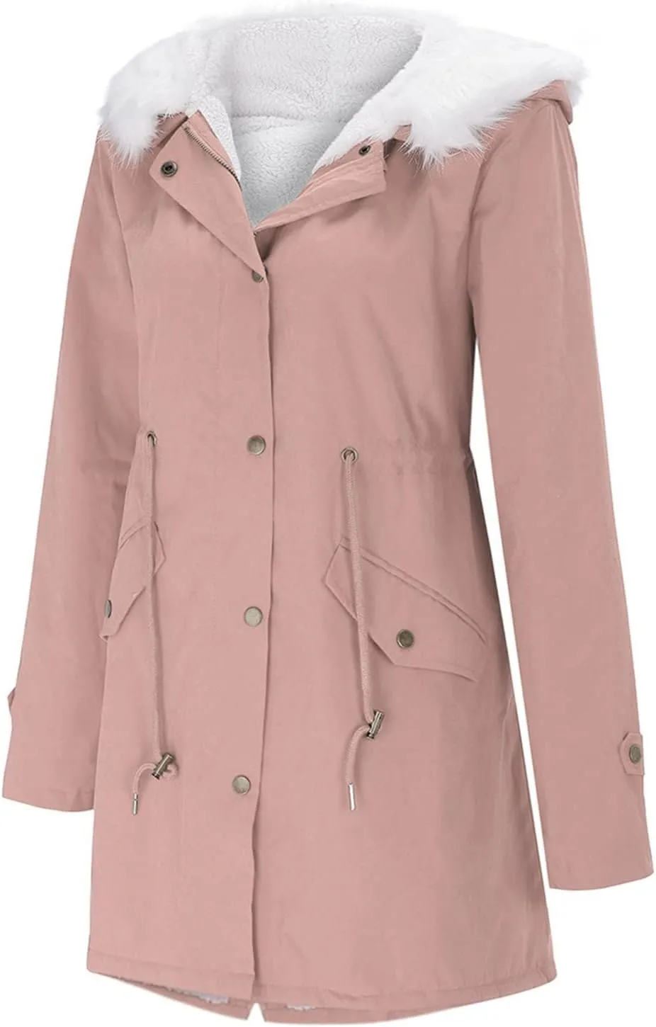 GOKKILRW Winter Coat for Women Thicken Warm Sherpa Fleece Lined Hooded Parkas Cotton Padded Coat Thermal Zip Up Puffer Jacket