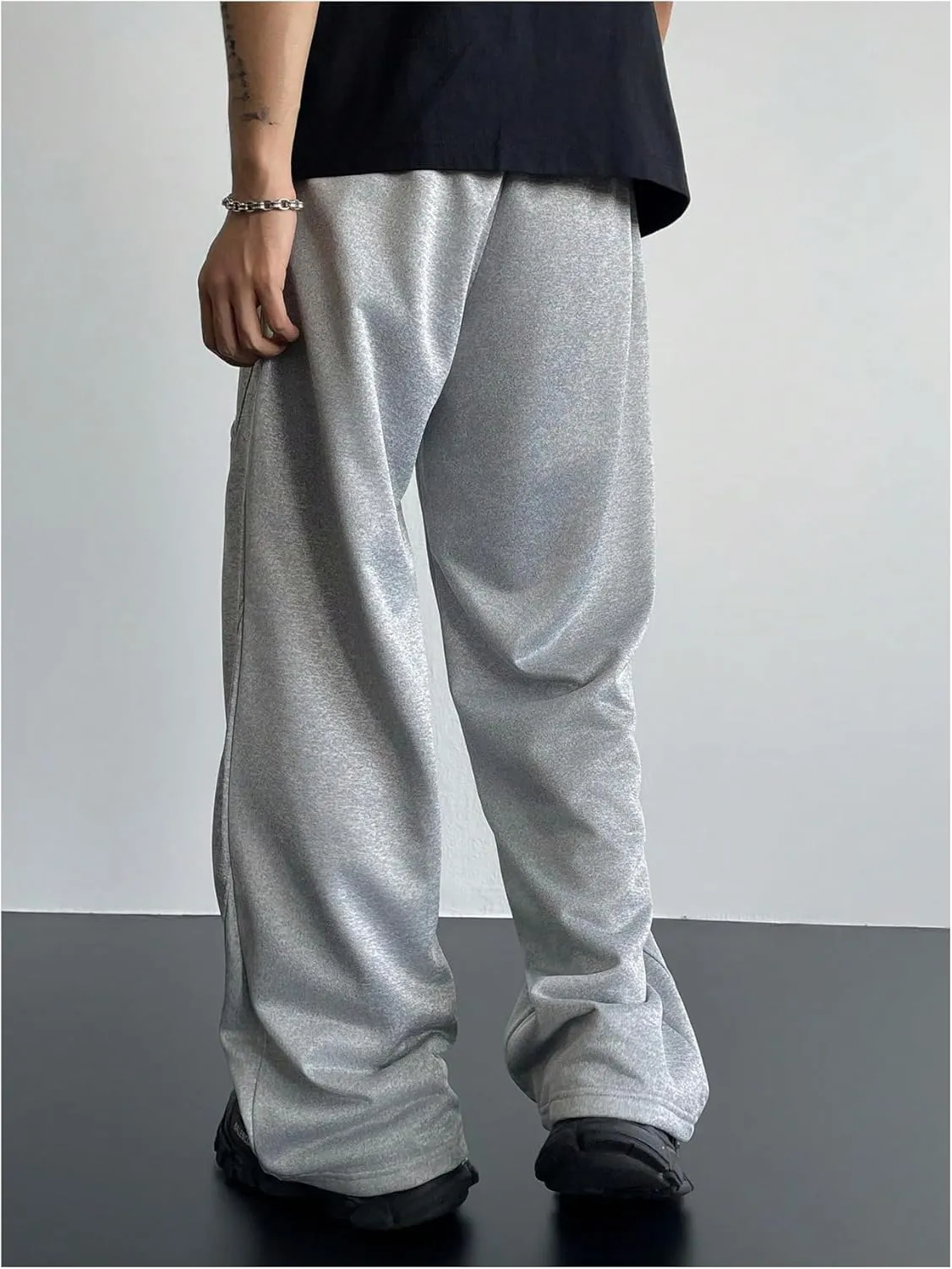 GORGLITTER Men's Flared Sweatpants Baggy Wide Leg Oversized Track Pants Trousers with Pockets