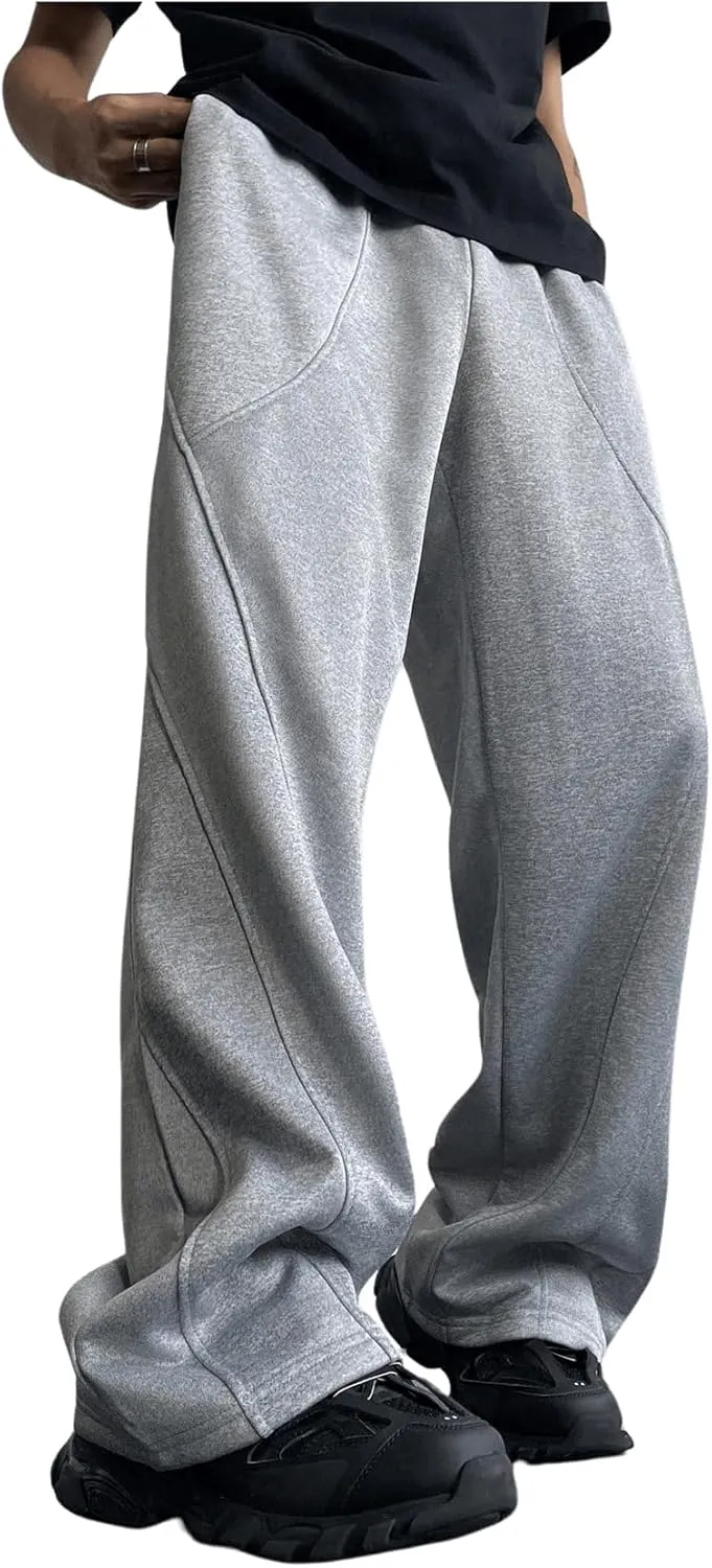 GORGLITTER Men's Flared Sweatpants Baggy Wide Leg Oversized Track Pants Trousers with Pockets