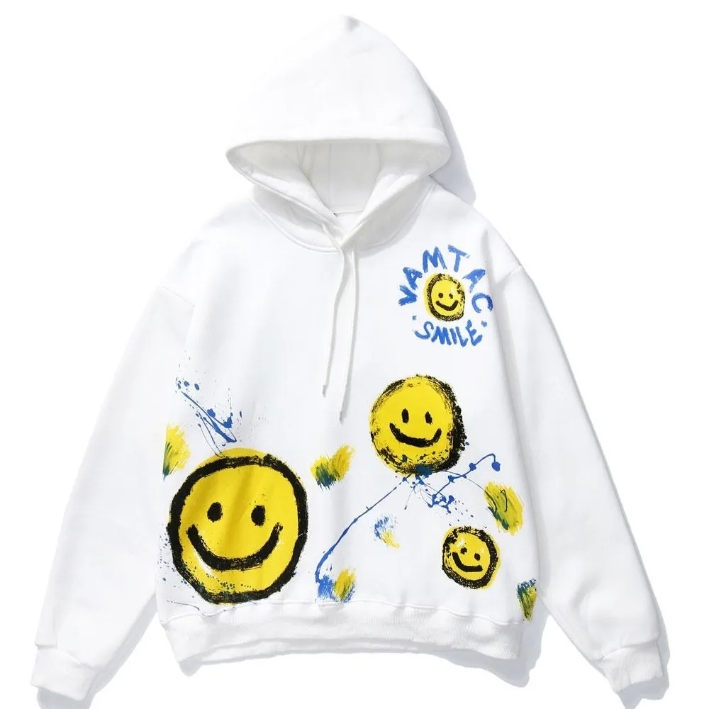 Graffiti Smile Face Print Hoodies