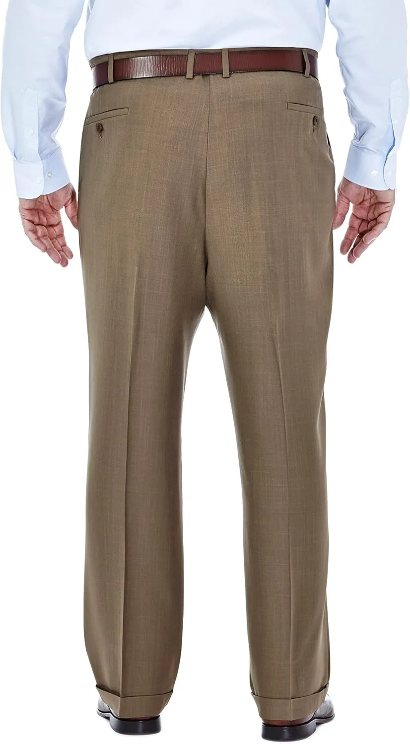 Haggar Men's Big and Tall Eclo Classic Fit Dress Pants Flat Front and Pleated Front